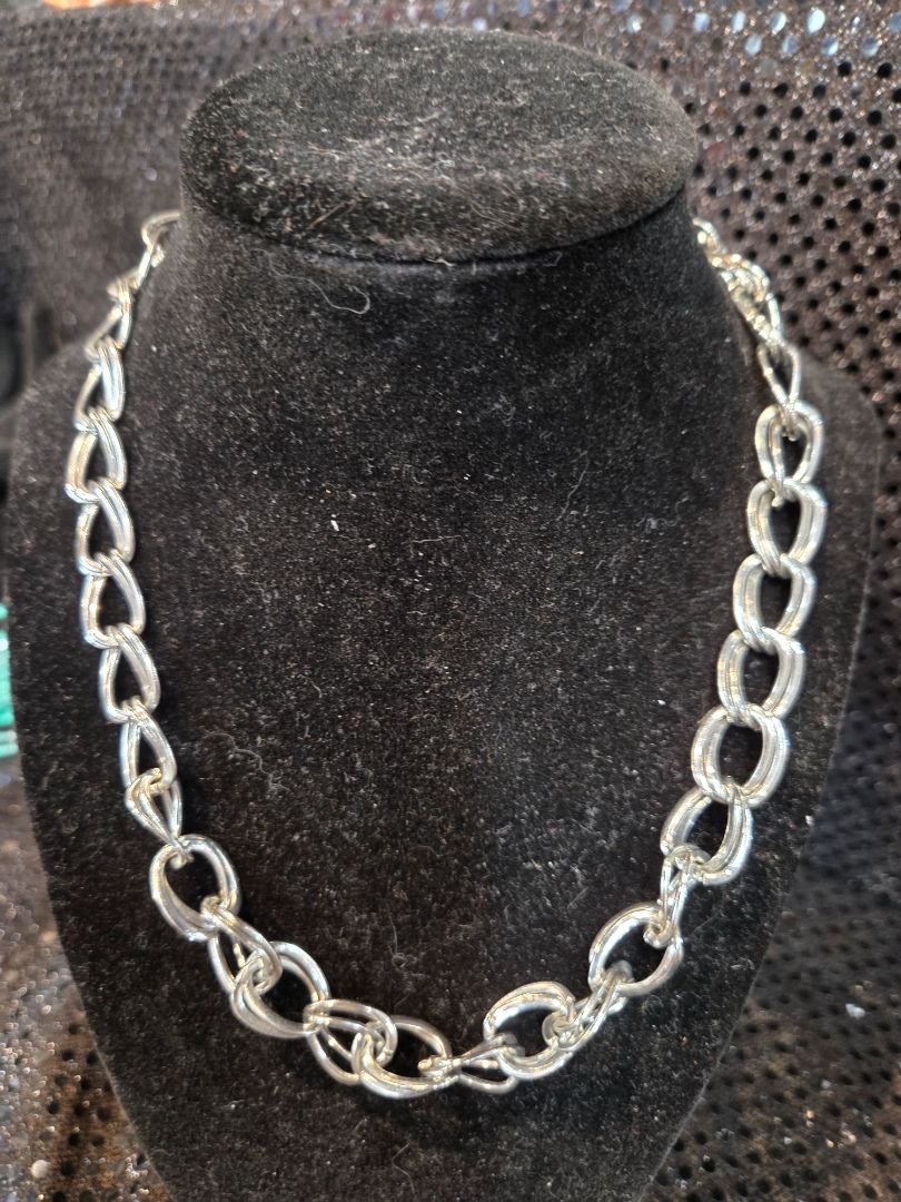 Silver Tone Double Chain Necklace