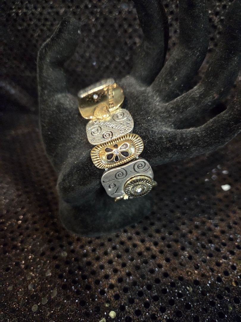 Inspirational Mixed Metal Stretch Bracelet