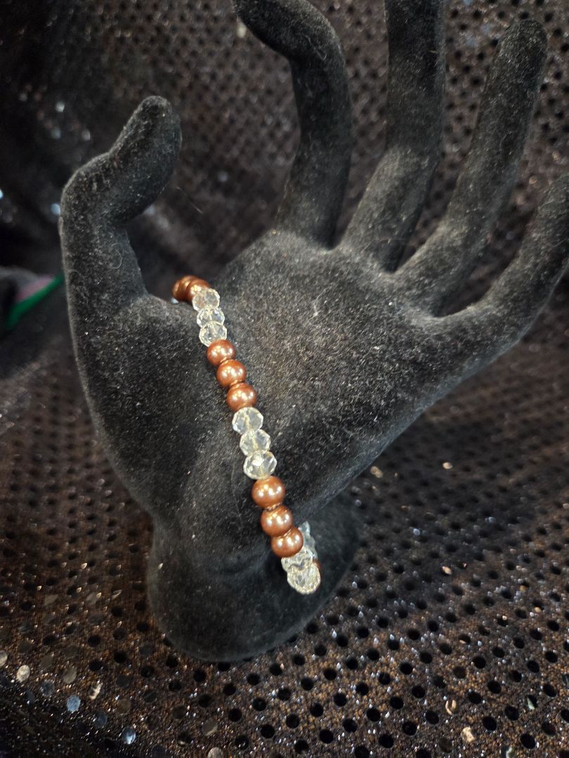 Copper and Crystal Stretch Bracelet