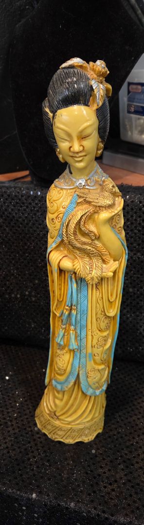 Vintage Artmark Italy Japanese Asian Statues Pair Resin 15 tall
