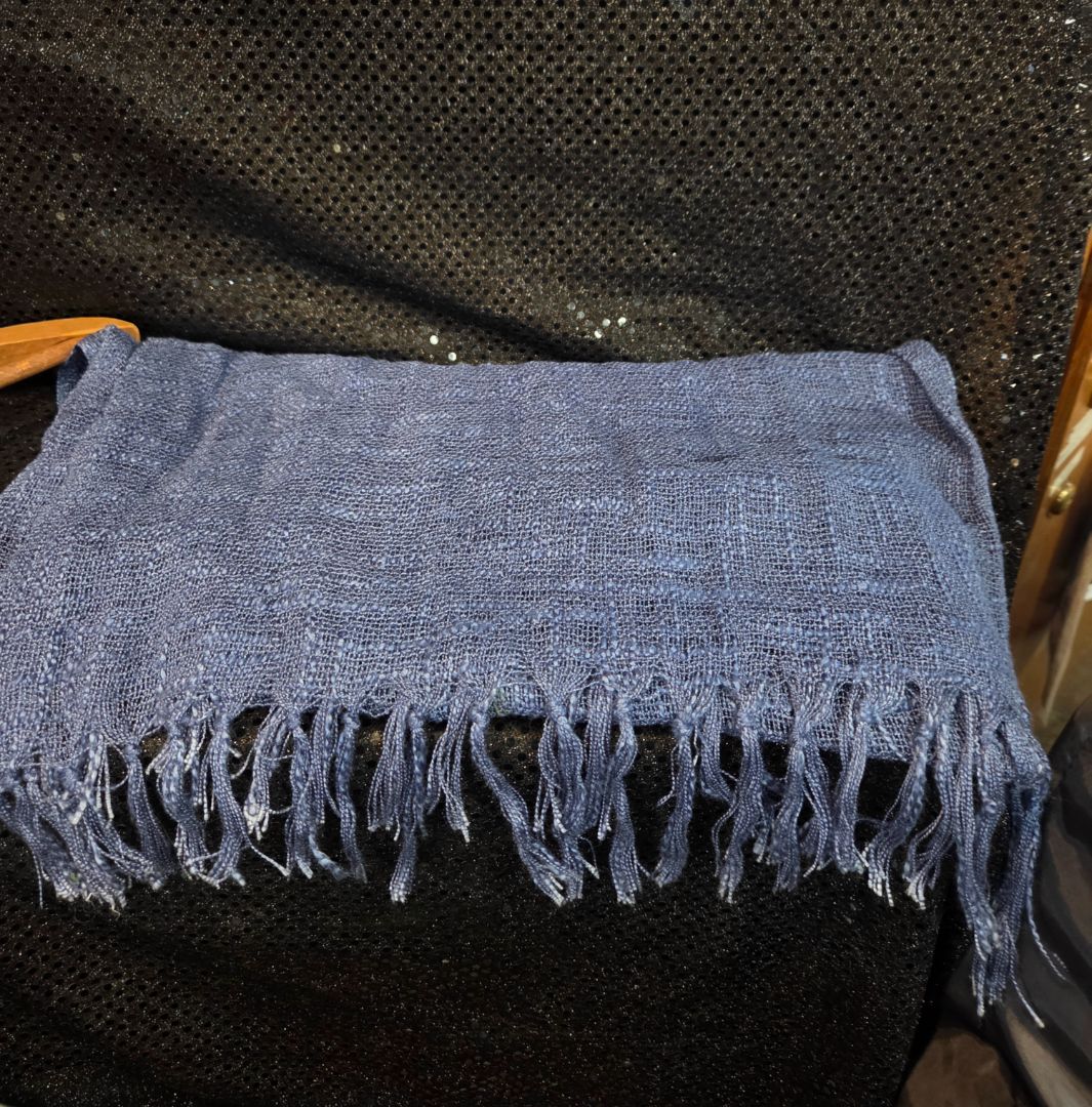 Blue Fringed Scarf