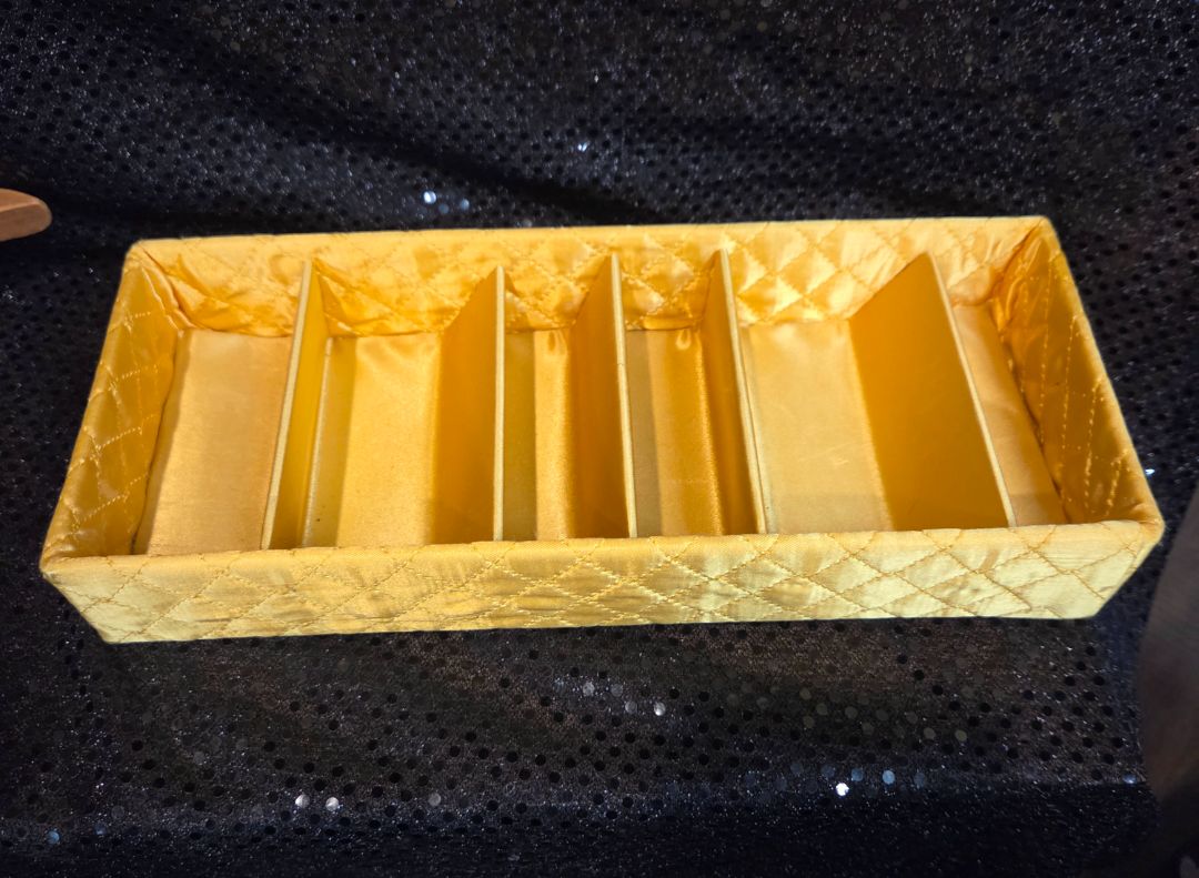 Vintage 1950's Gold Satin Quilted Drawer Organizer
