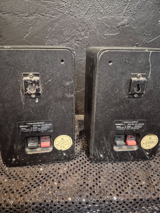 Black Vintage Realistic Speakers, Model # MINIMUS-7, 4.5" × 7"