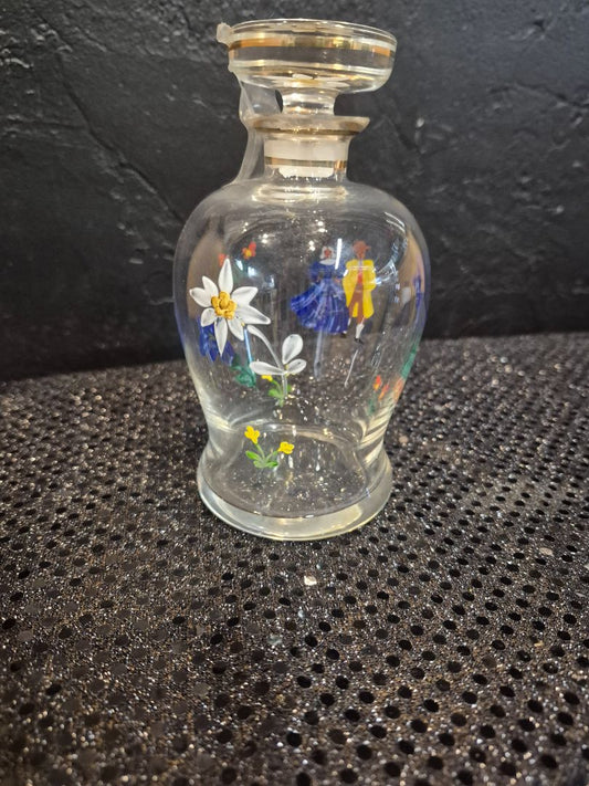 Vintage Handpainted Glass Bottle
