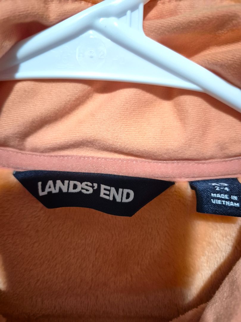 Lands End Peach Sherpa Fleece Pullover Half- Zip