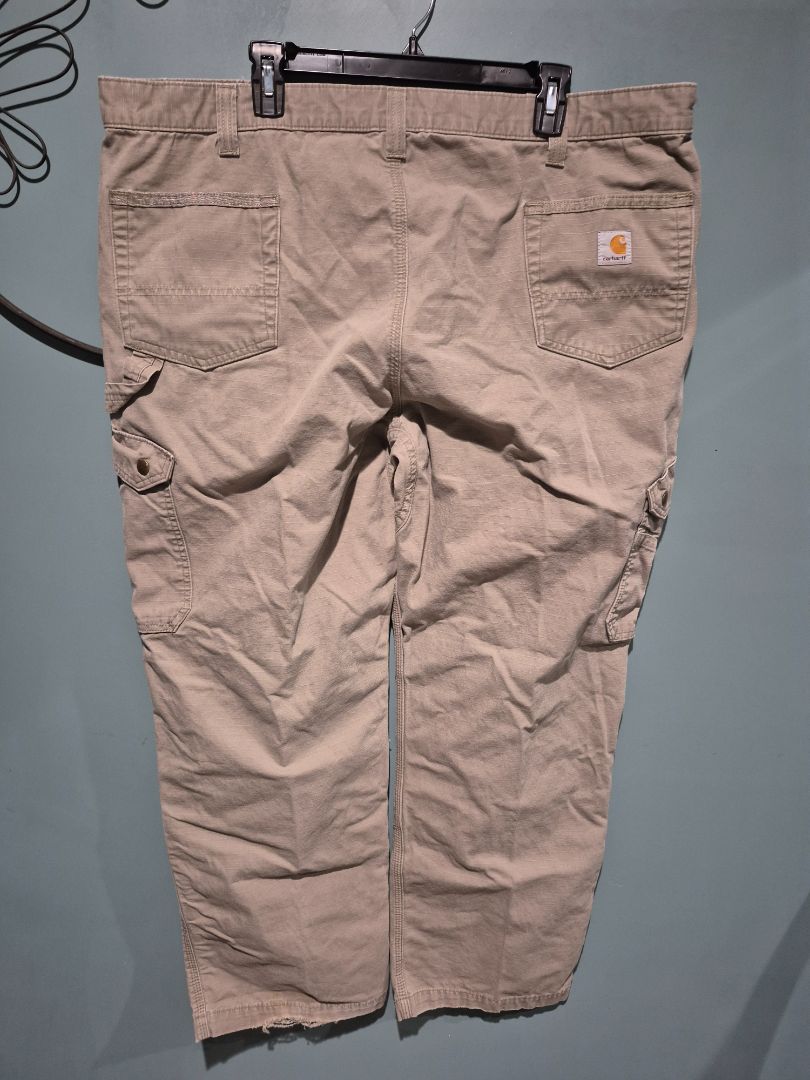 Khaki Carhartt Men's Heavy Duty Cargo Pants, 44" × 32"