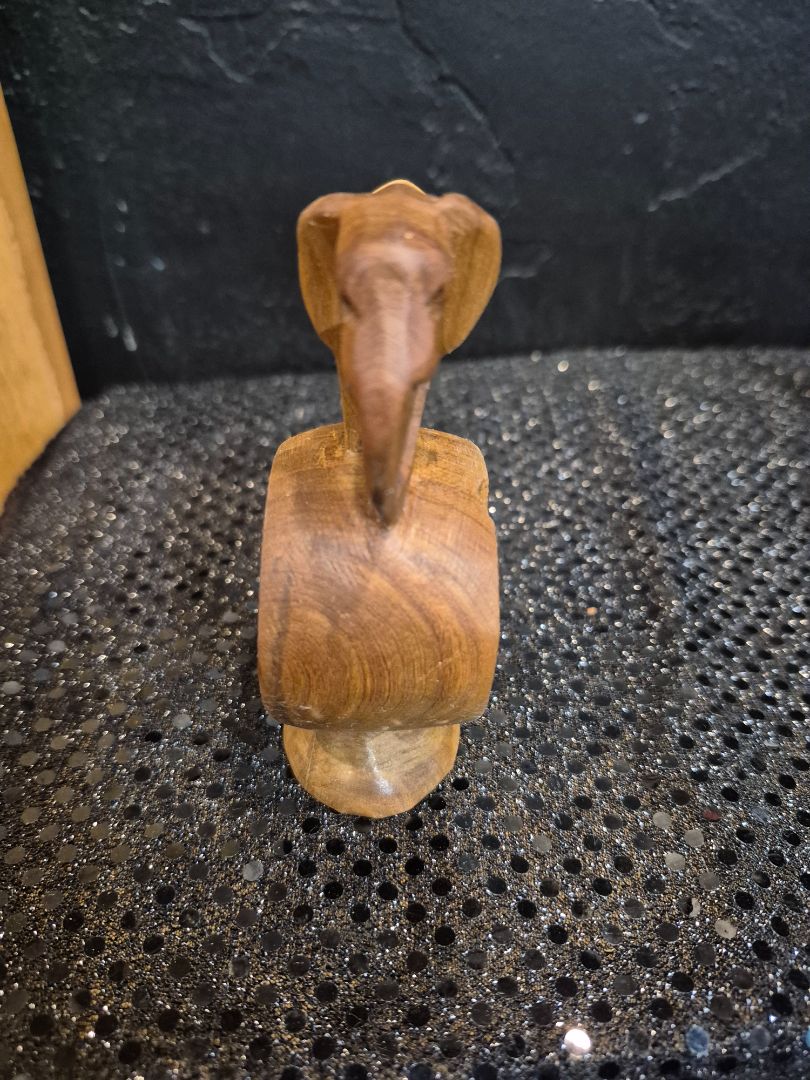 Hand-Carved Wooden Elephant Napkin Ring, 2.5" × 4" × 1.5"