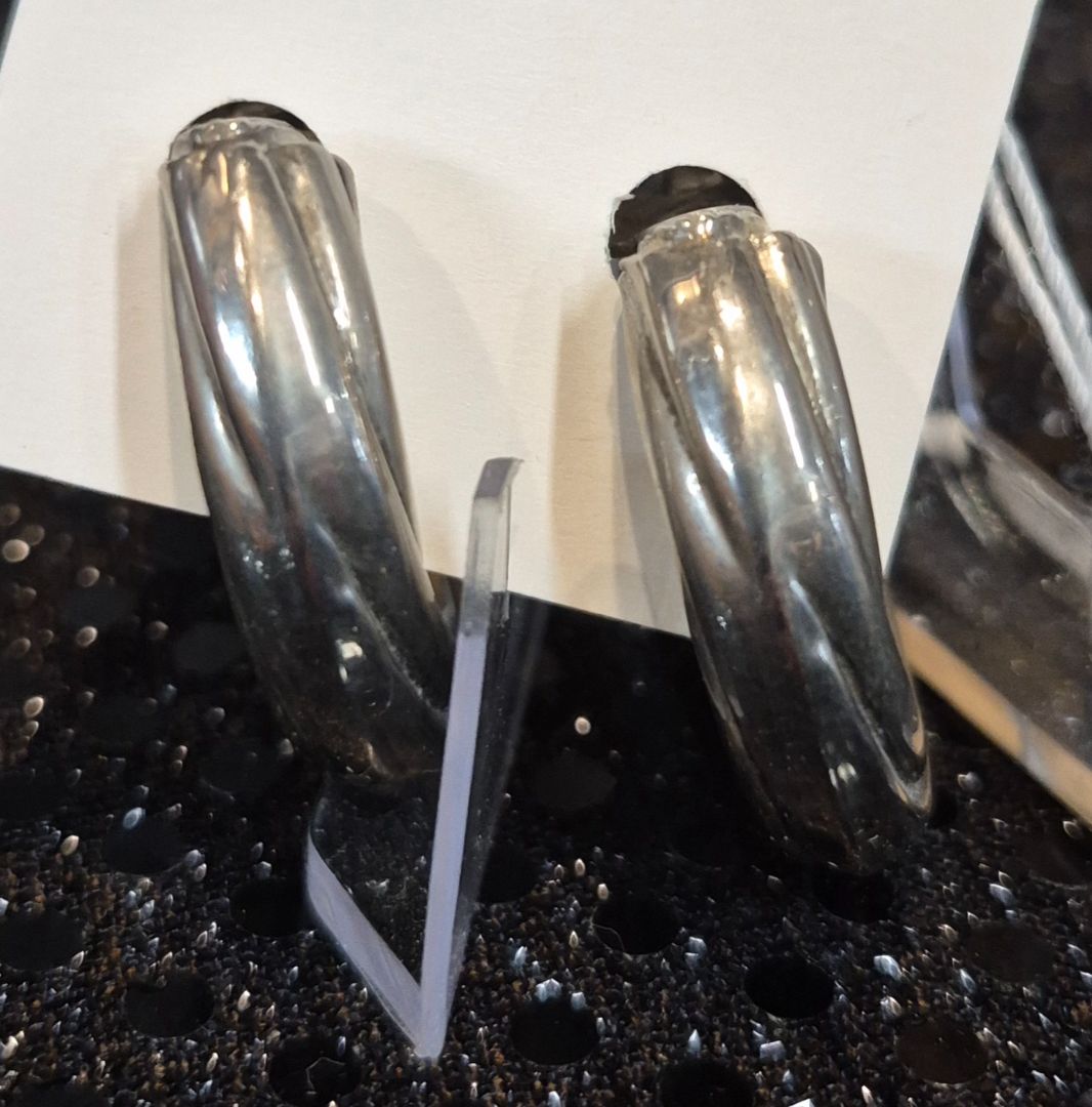 Silvertone Vintage Clip-on Hoop Earrings, 1.25"