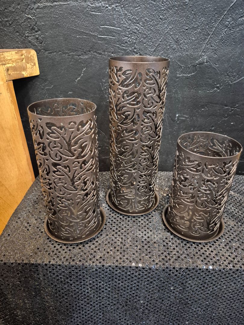 Vintage Partylite Thai Inspired Set of 3 Candle Holders, 6 pcs. / 3 holders w/base