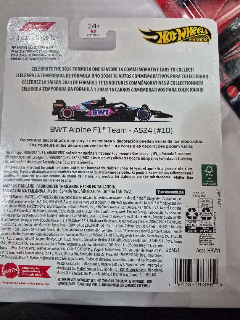 Hot Wheels Premium FORMULA 1 BWT Alpine