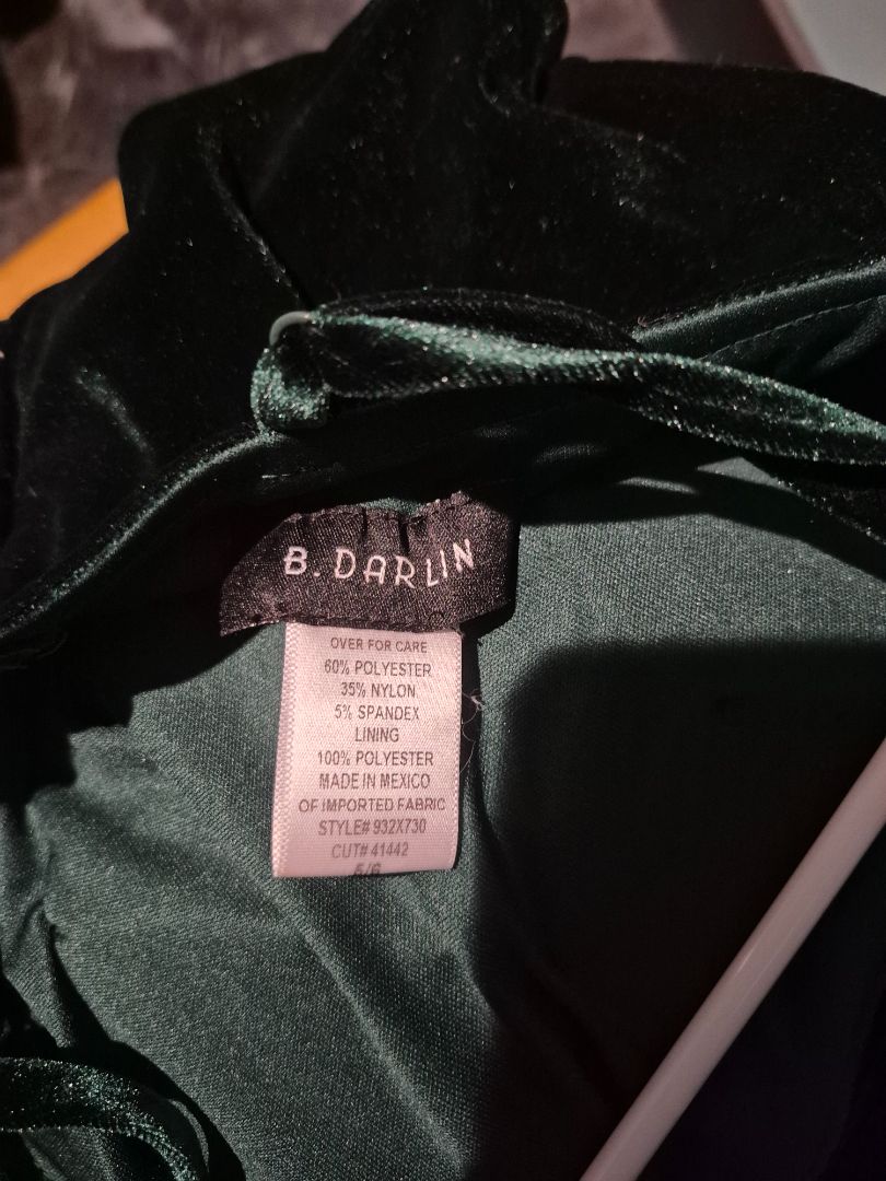 Emerald Green B. Darling Full Length Velvet Dress, 5/6