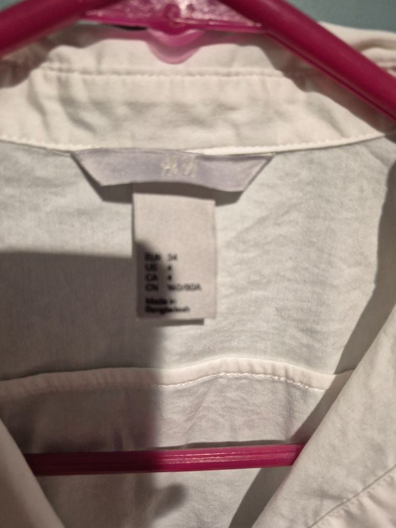 White H&M Short Puffed Sleeve Blouse, 4