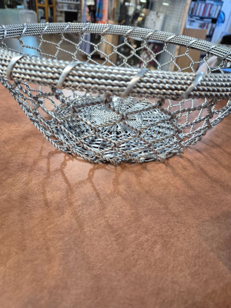 Decorative Woven Metal Basket, 14"
