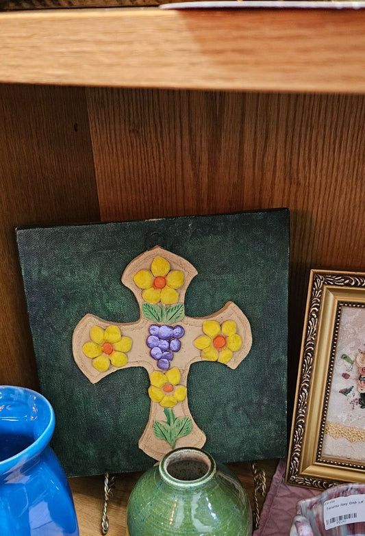 SW Style Clay Cross Art On Canvas - Created And Signed By Naida Seibel lR