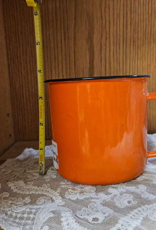 Orange medium  enamelware cup JC