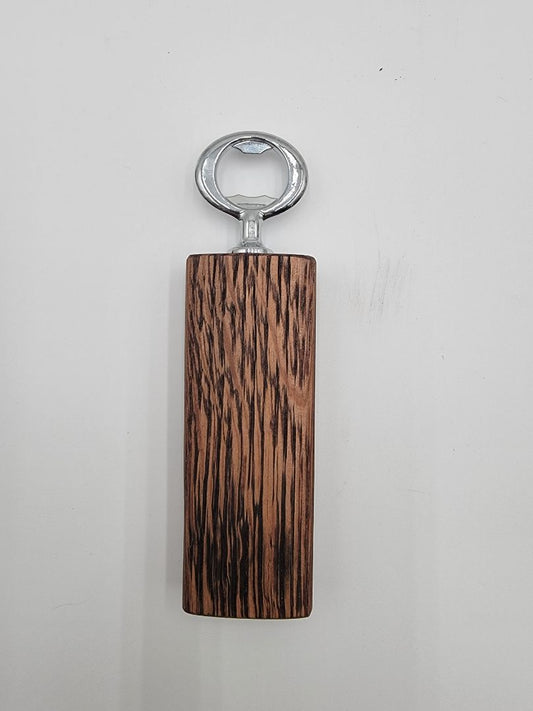 Whiskey Barrel Wood Hand Bottle Opener, 6 Inches Tall