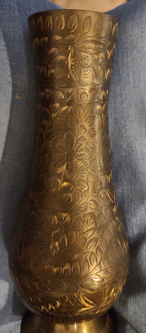 Brass Unk Brass Vase, 8" High 4" Circumference