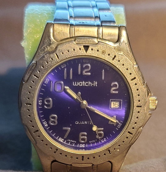 Stainless & Blue Watch-It Men's Watch Quartz w/Date