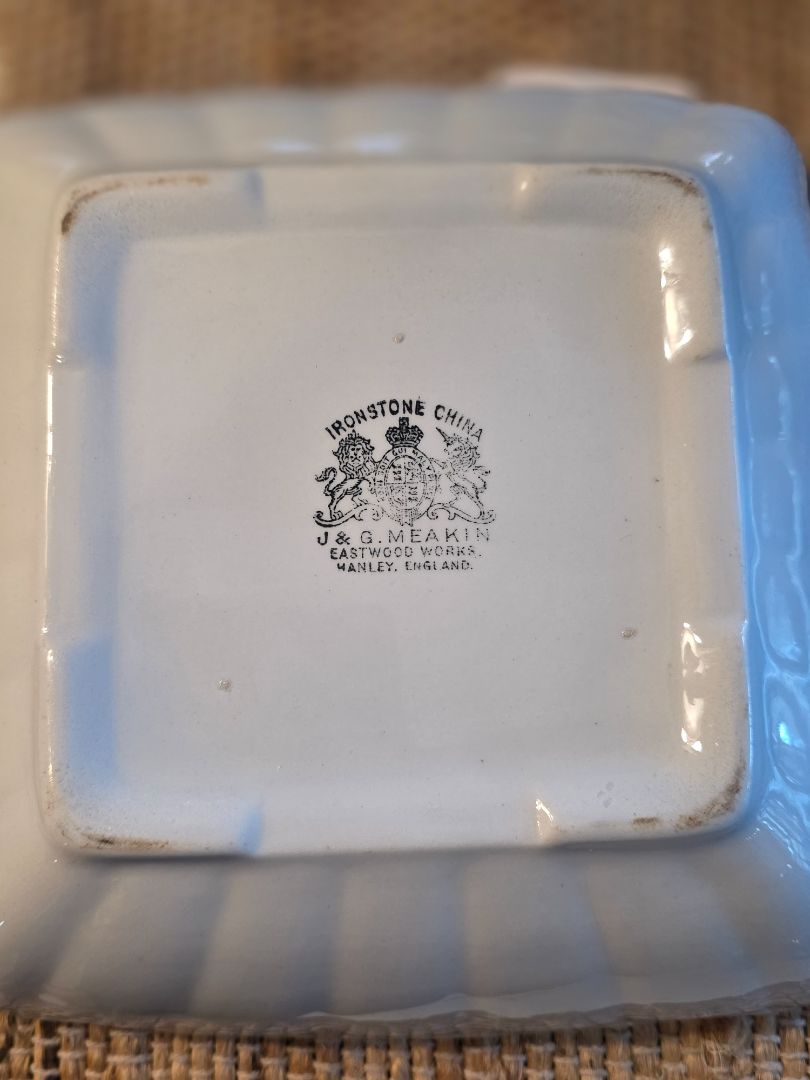 White Ironstone China England Ironstone China - Hostess dish ladyfinger, Square 9.25" x 9.25"