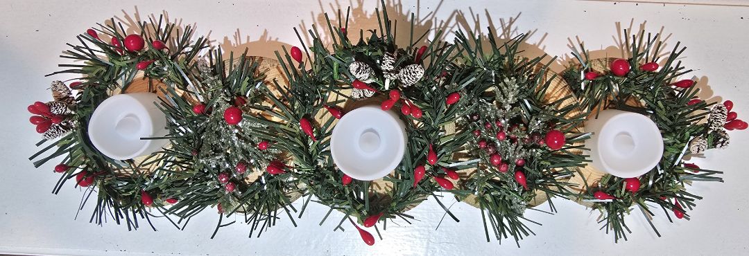 Wood Wood Slice Candle Holder Artisan, 13.5 x 3 x 3