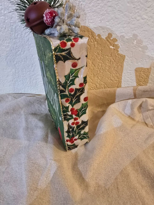 Green Handmade Christmas "Believe" Block, 4.5 x 7.5 x 1.5