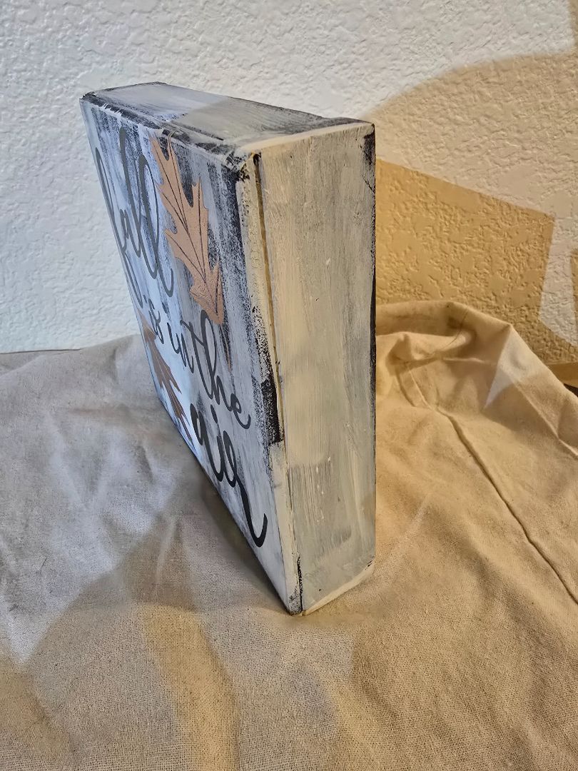 Black Wood Handmade Fall is in the Air, 7.25 x 7.25 x 1.75