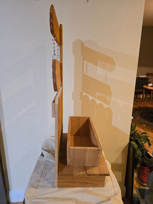 Natural Wood Handmade Flower Box Sign Planter, 32.25 x 16.25 x 13