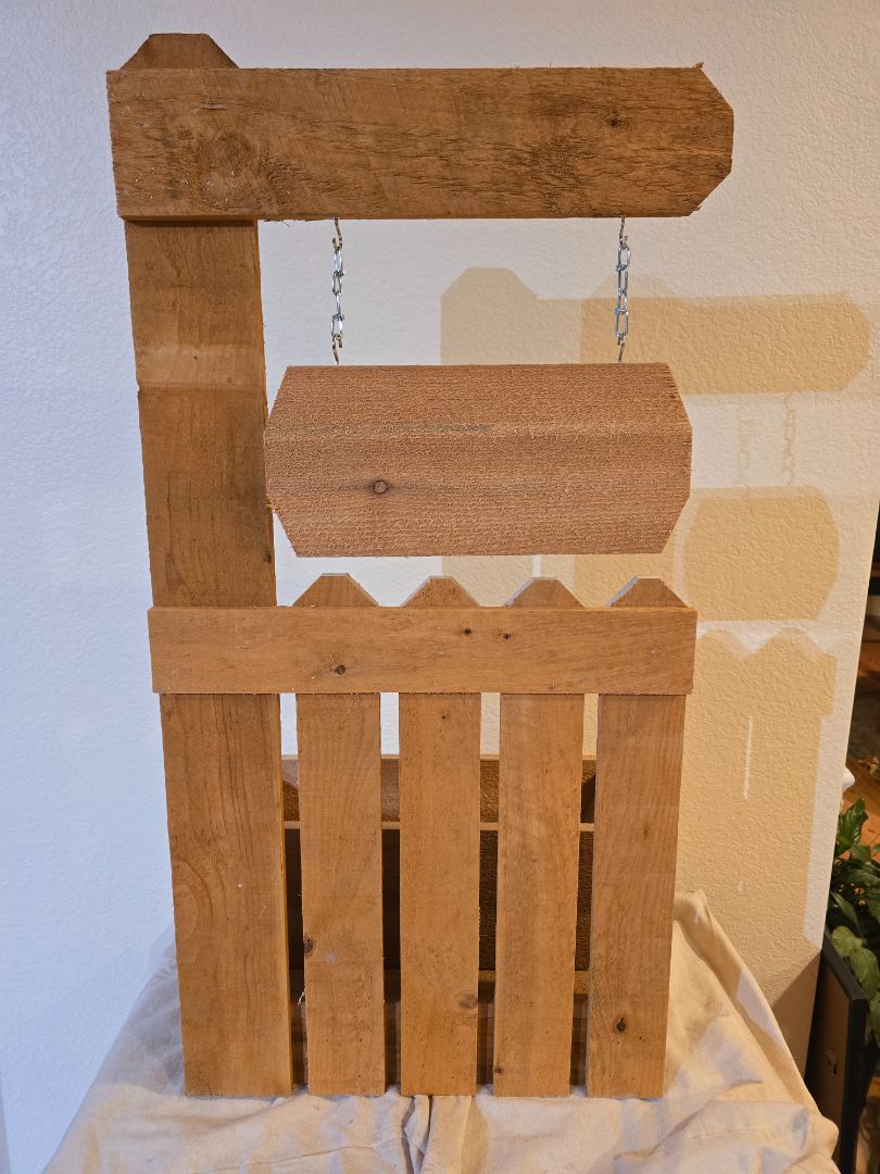 Natural Wood Handmade Flower Box Sign Planter, 32.25 x 16.25 x 13