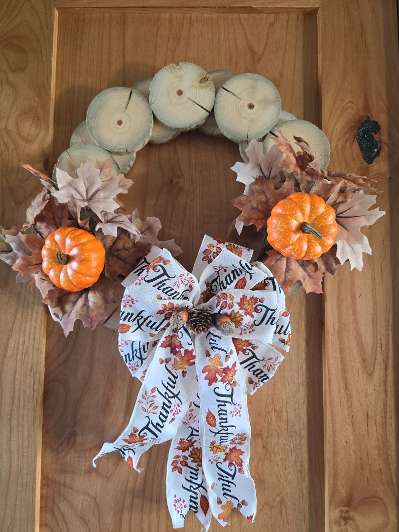 Orange Handmade Thanksgiving Wreath, 16x 16