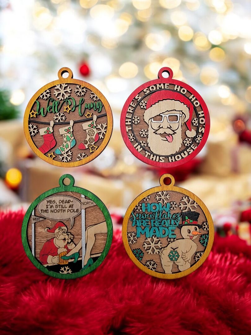 Naughty and Nice In This House Ornament, 3 Inches Round