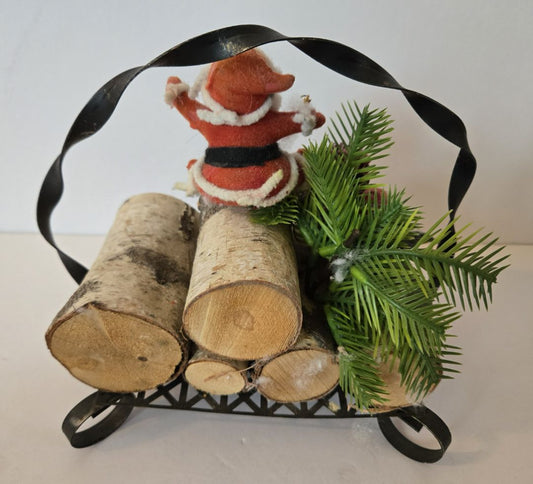 Vintage Decor-Santa on logs