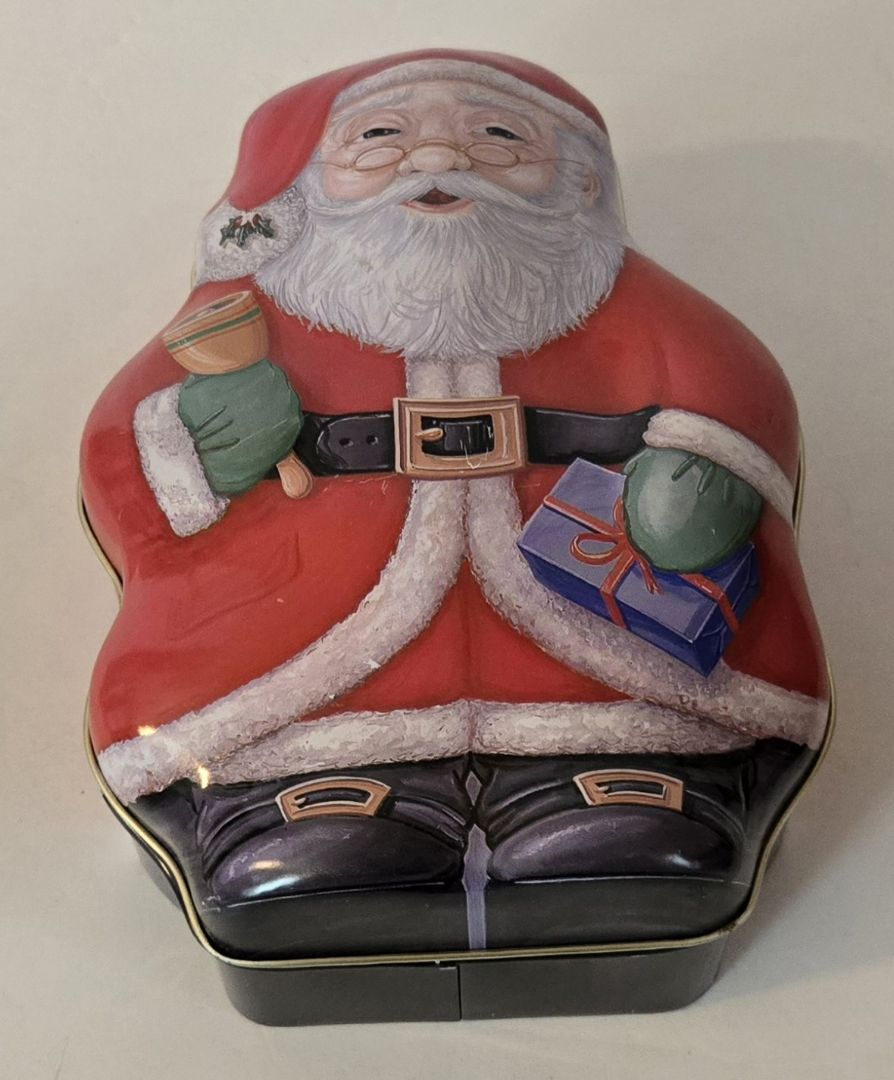Holiday Santa-Shaped Tin