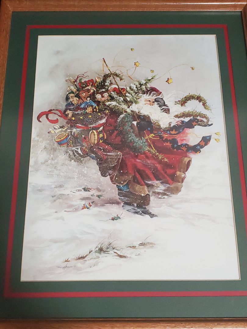 By Peggy Abrams Windswept Santa signed print