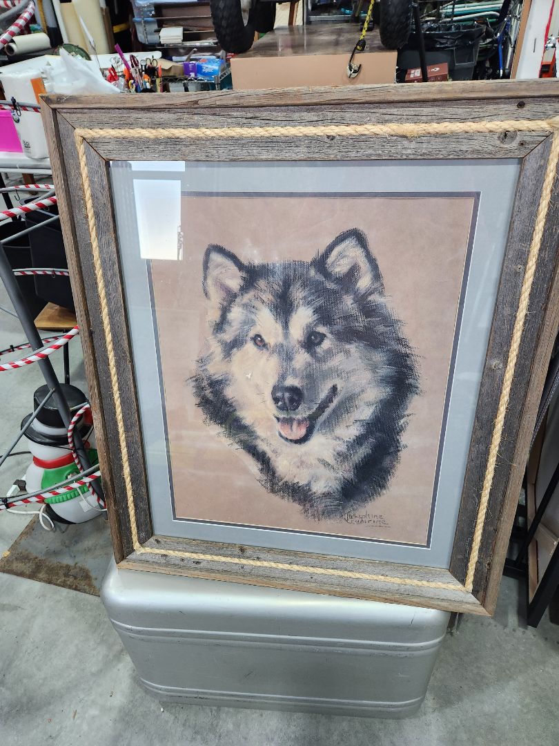 Print- Alaskan Dog- Josephine Crumrine 20 by 16 Framed