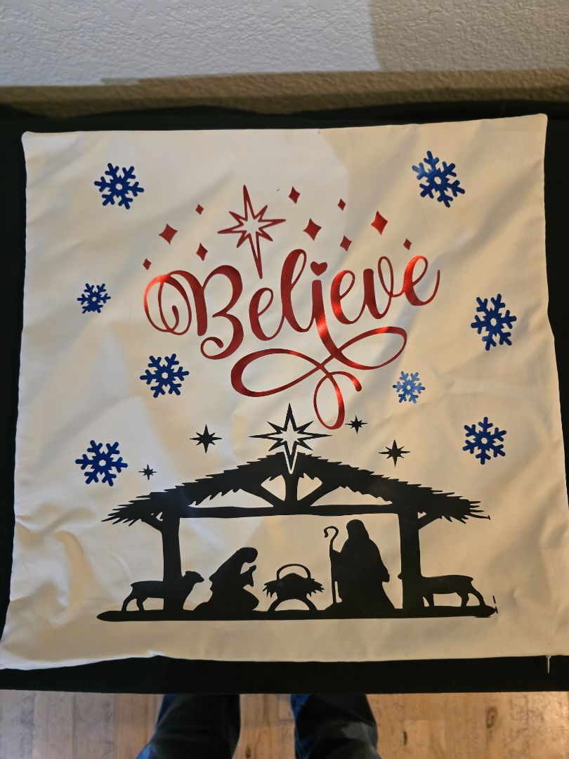 Handmade Christmas Pillow Cover, 15.5 x 15.5