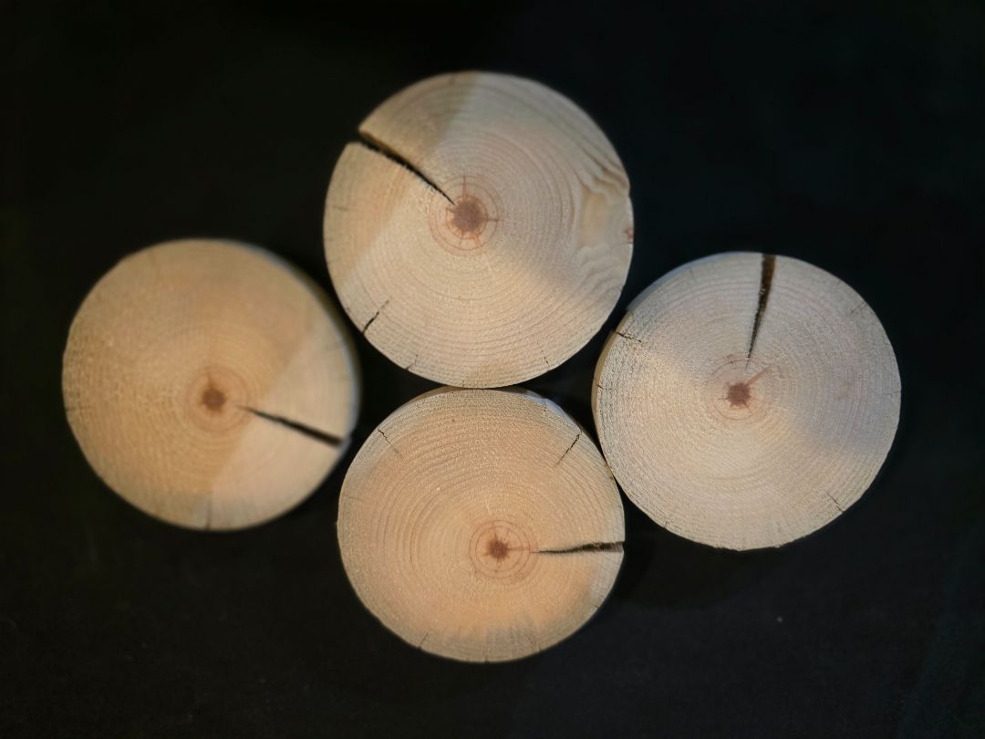 Wood Handmade Craft Supplies: (4) Wood Slices, 3 x 3 x 1