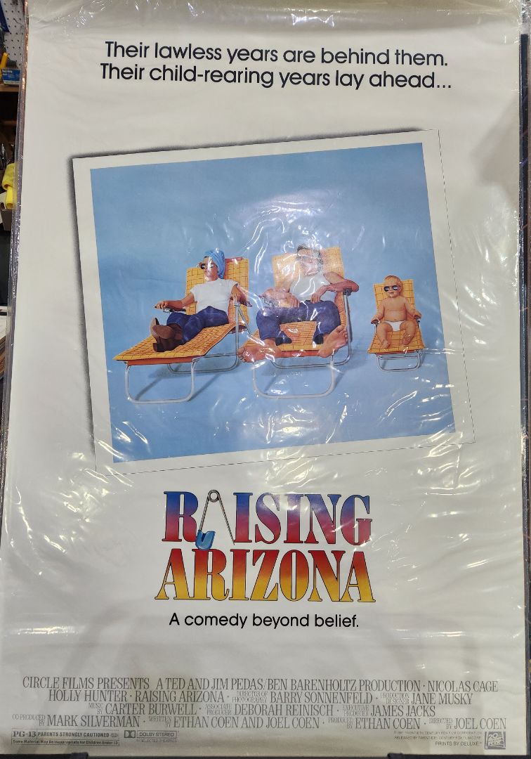 Rolled- Preowned- Used in Movie Theatre Original Movie Poster-1987 Raising Arizona