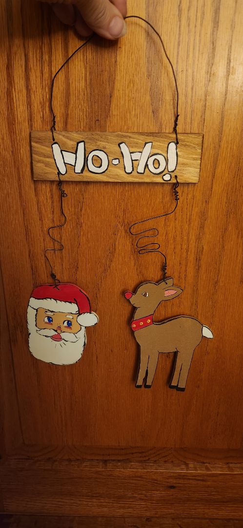 Handpainted decor - Santa & Rudy- Ho Ho