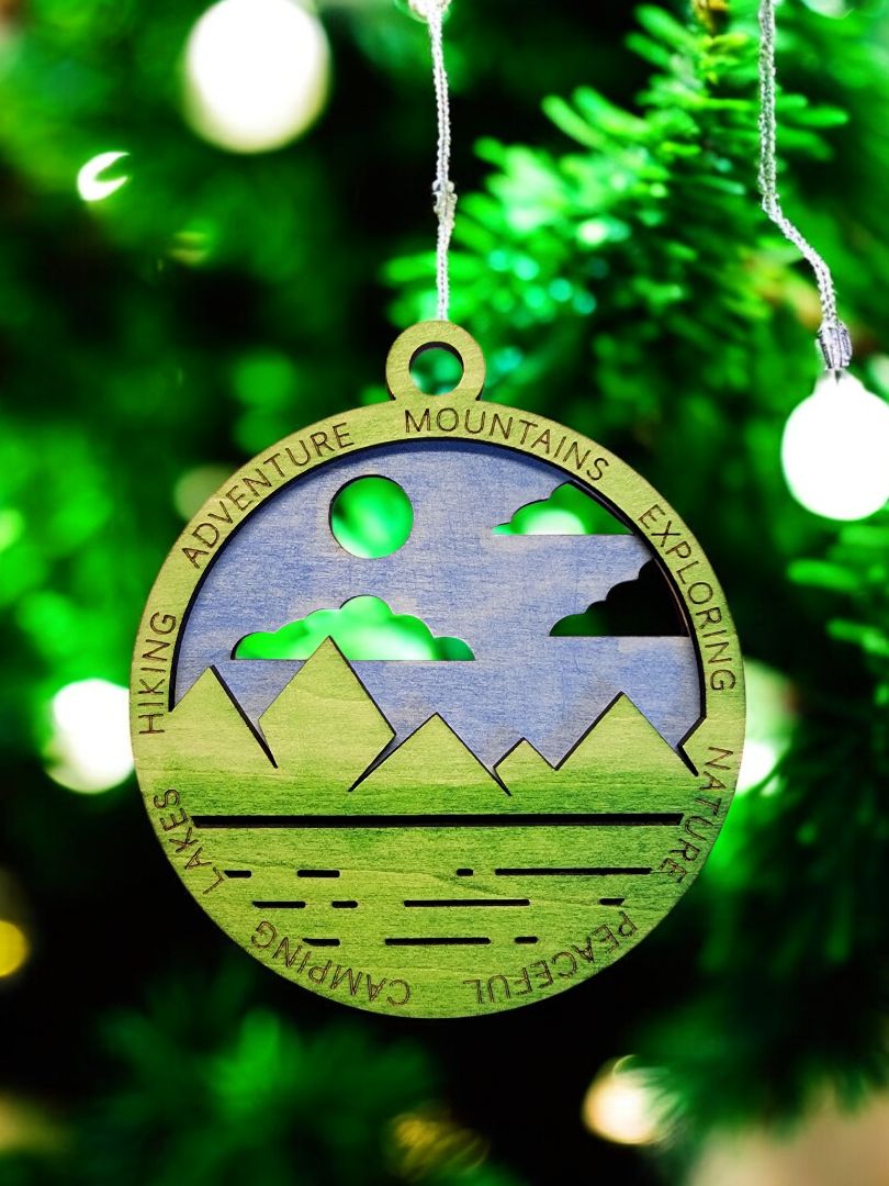 Adventure Ornament Outdoor Adventure Mountain Sky Ornament, 4 Inches Round