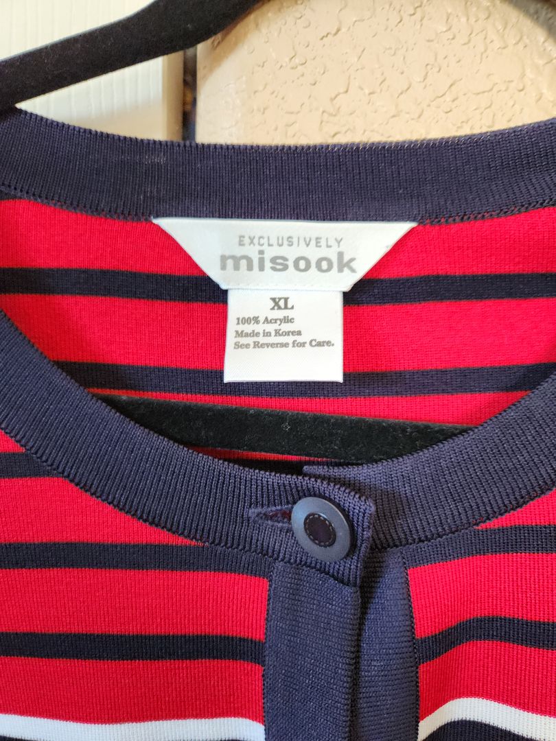 Misook Shirt Red/Navy, XL