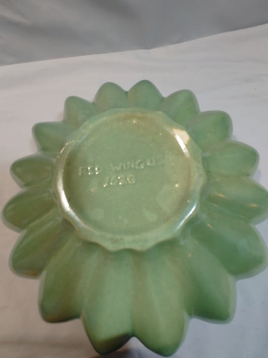 Luster Green Red Wing Pottery Vintage Red Wing Ceramic Bowl #1276, 11"