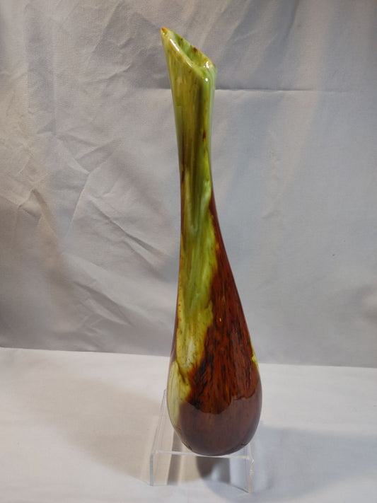 Green Drip Glaze Long Necked Vase