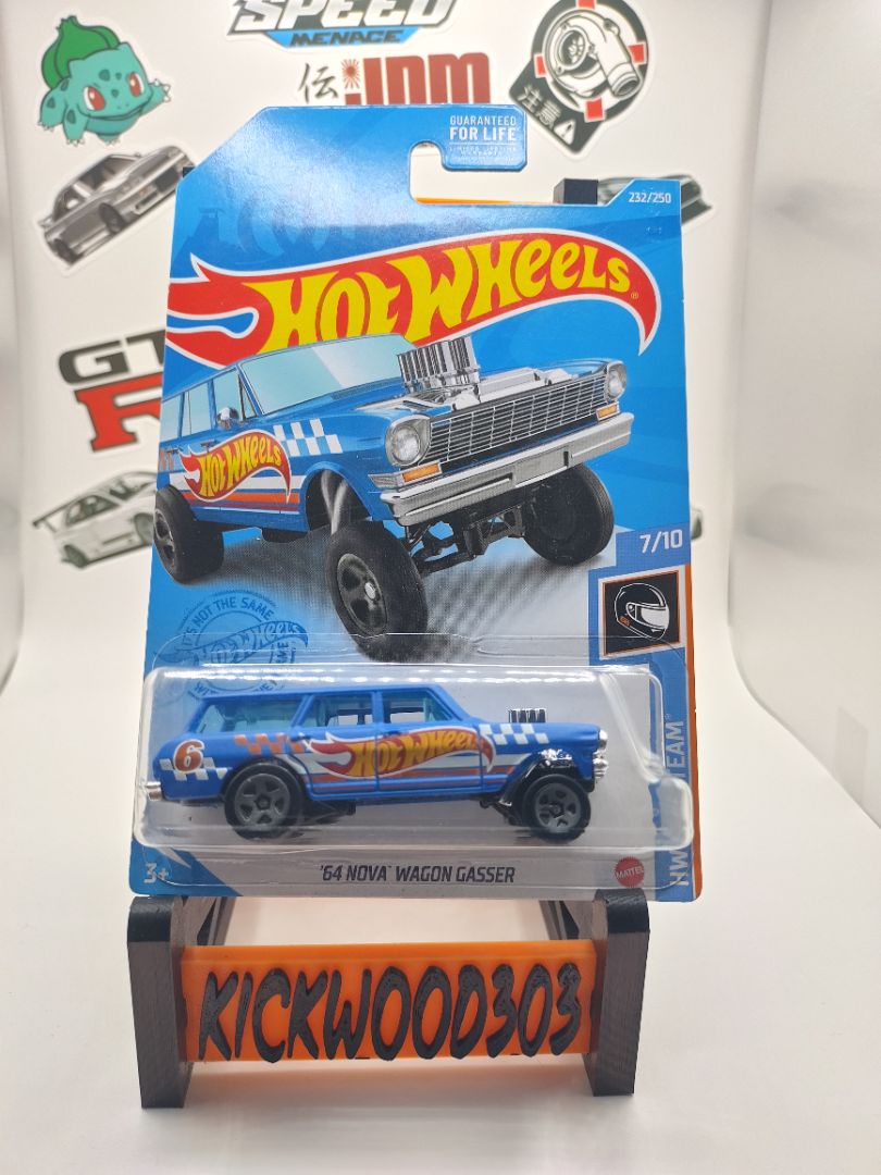 Blue Hot Wheels 64 Chevy Nova Gasser