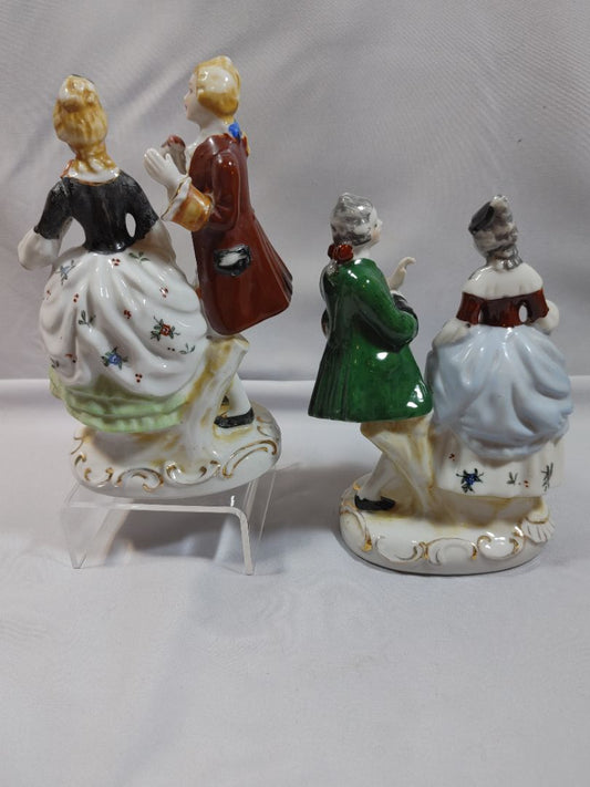 Vintage German Dresden-Style Porcelain Courting Couples, 5.5"