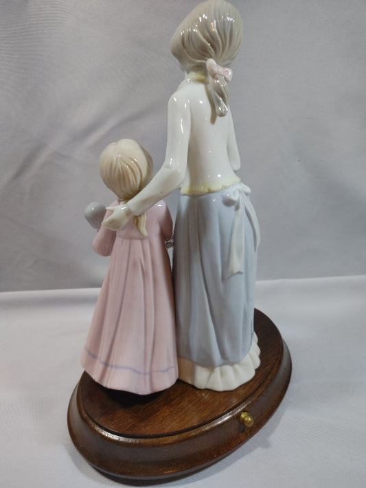 Blue, Pink, White Pastels Arnart Conte Porcelain Figurine Musicbox, 11"