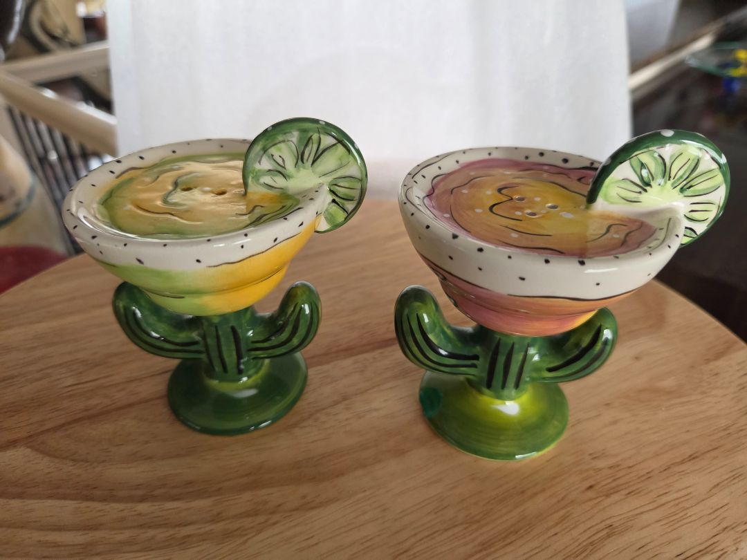 Clay Art- Margarita catus Salt and Pepper Shakers