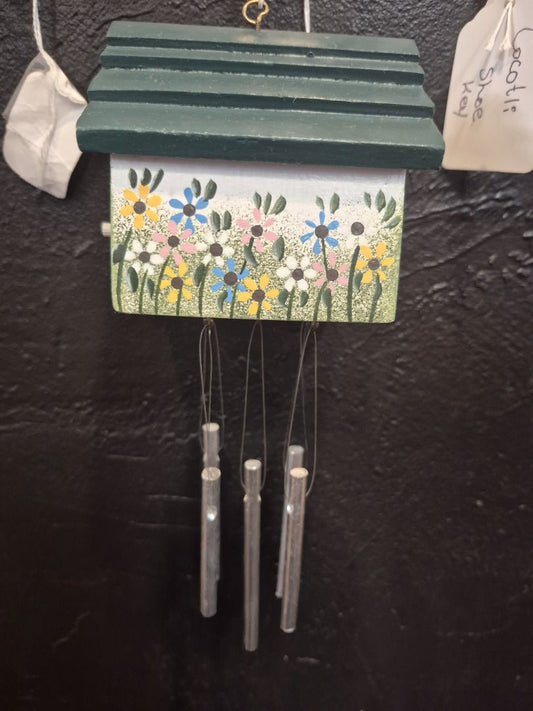 Hand-painted Wind Chime Birdhouse, 9"