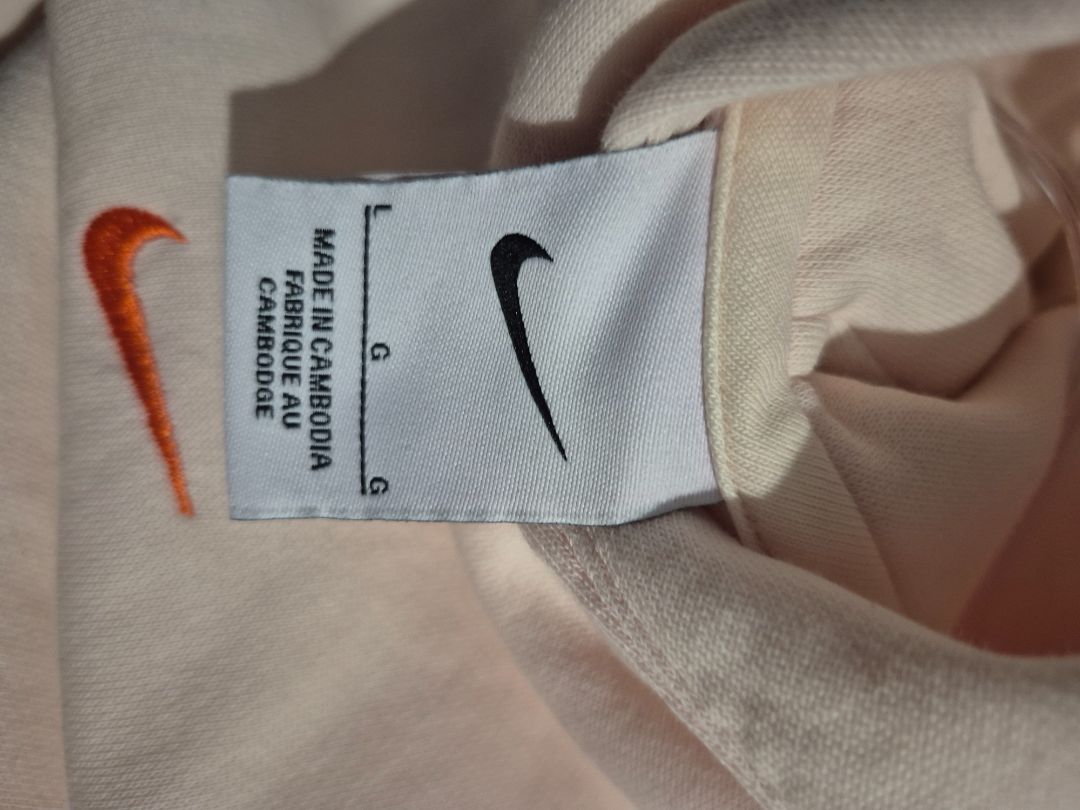Apricot Nike Hoodie w/Pockets; Nike Logo, Change, Love, Growth, L, Youth