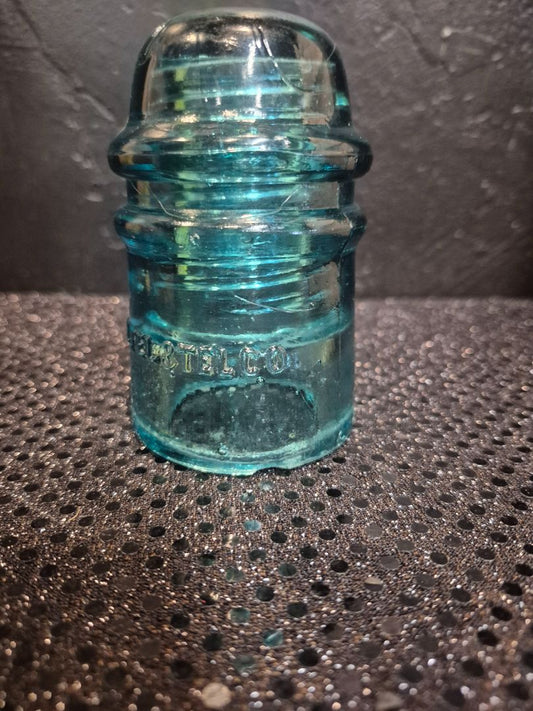 Aqua Antique Am. Tel & Tel Co Glass Insulator, 3.5"