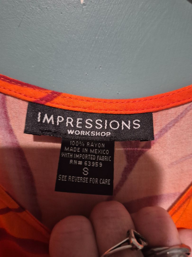 Orange & Red Impressions Workshop Tropical Leaf Dress, S